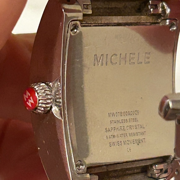 Michele MW2 28mm Square Tank MOP Ladies Watch - Picture 7 of 11
